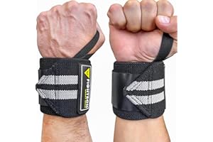 FIGHTECH Wrist Wraps for WeightLifting | 18 inch Professional Grade Lifting Wrist Wraps | Best for Powerlifting Competition, Strength Training, Bodybuilding (Black, 18 Inch)