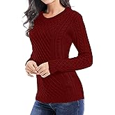 v28 Women Crew Neck Knit Stretchable Elasticity Long Sleeve Sweater Jumper Pullover