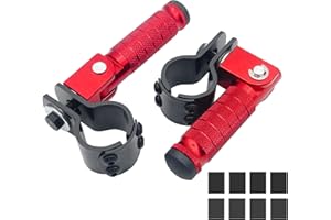 JXPANG M8 Motorcycle CNC Aluminum 90 Degree Folding Rearsets Folded Motorbike Footrest Bicycle Footpegs Foot Pegs Pedal Universal (Red)