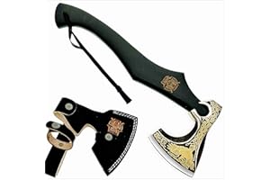 SHINY CRAFTS-Axes Handmade Viking Axe Hatchet Norse Axe-Carbon Steel Head and Golden Flying Eagle Design, Ash Wood Handle Viking Gifts for Men with Premium Quality Leather Sheath (SCA 20)