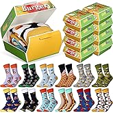 Glitopper 12 Pairs Funny Socks with 8 Pcs Burger Boxes Burger Hot Dog Tacos Popcorn Socks Christmas Stocking Bag Novelty Christmas Gifts for Men Women