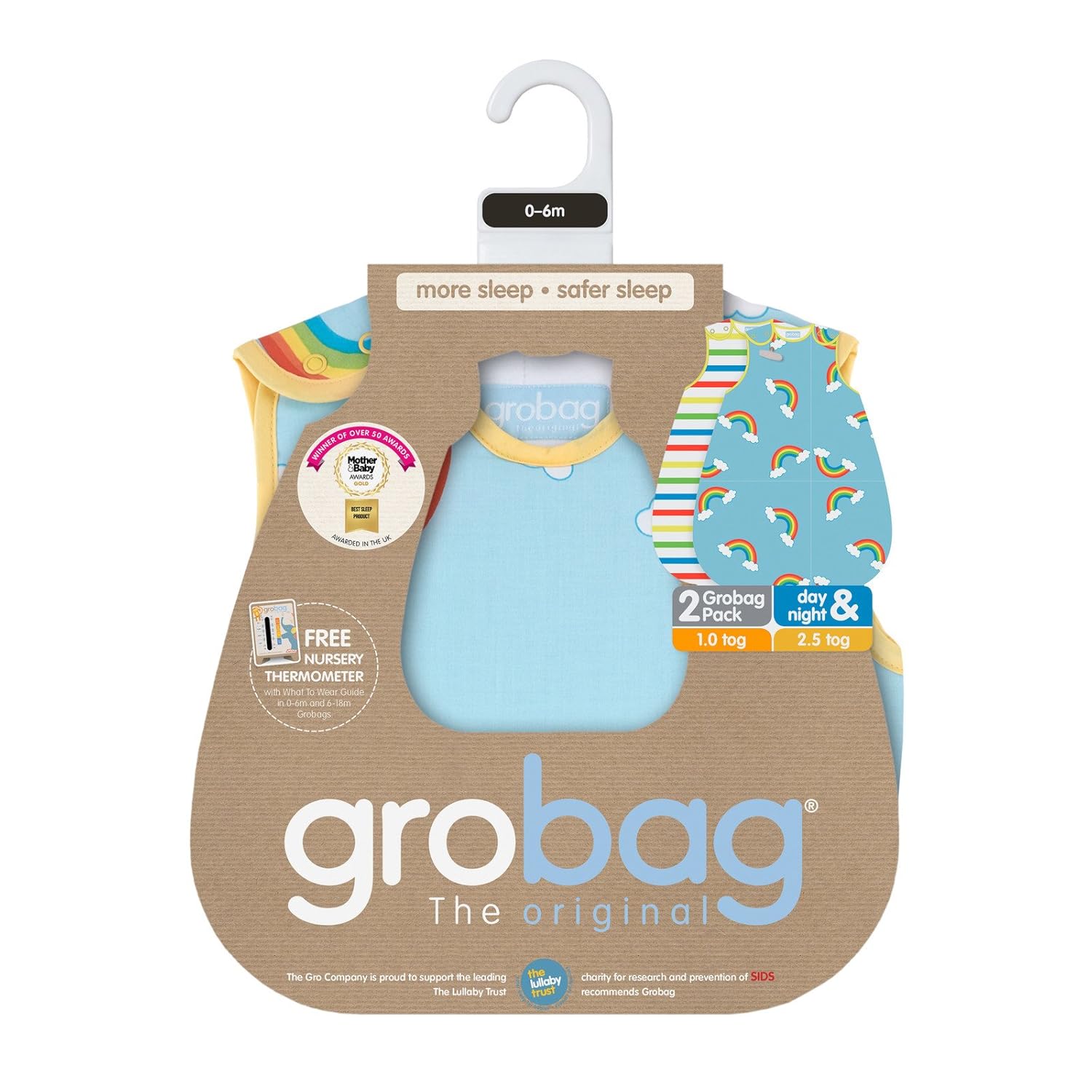 The Gro Company Rainbow Stripe Grobag Baby Sleeping Bag Day and Night