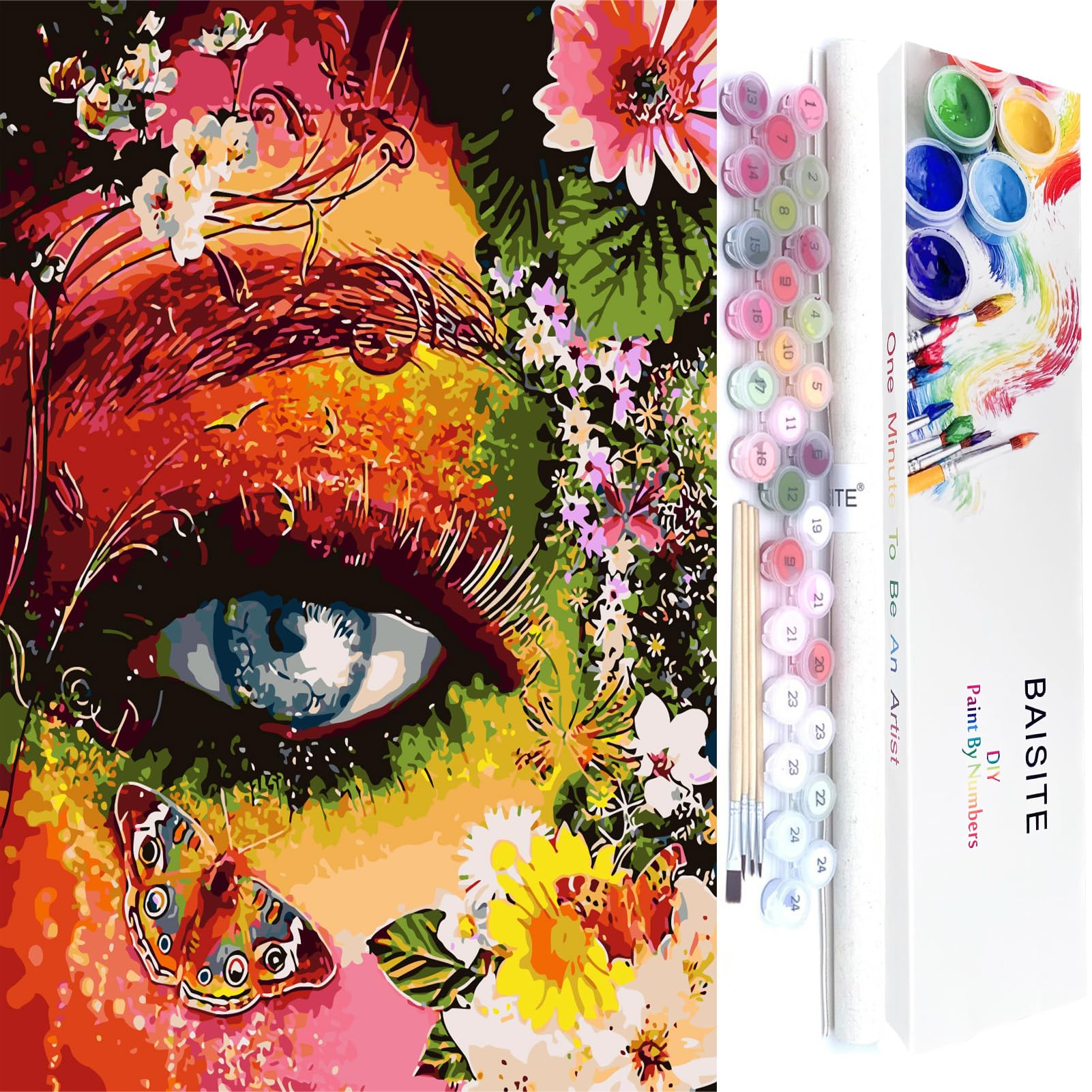 BAISITE Paint by Numbers for Adults,DIY Canvas Oil Painting 16" Wx20 L Drawing Paintwork with Paintbrushes,Acrylic Pigment 8407