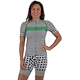Women's Divine Short Sleeve Biking/Cycling Jersey, Dog's Tooth-Black/White, Medium