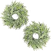 AuldHome Design Artificial Christmas Wreaths (2-Pack, 14-Inch); Evergreen Flocked Greenery w/Pinecones for Doors, Stairways and Windows, Indoor/Outdoor