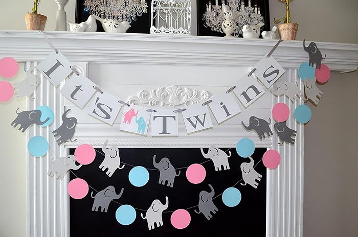 Amazon Com Twins Baby Shower Decor Twins Gender Reveal Twin