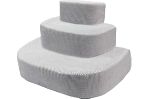 SIEDIHIT Dog Stairs for Small Dogs, Circular Sponge Pet Steps with Non-Slip Bottom for High Beds and Sofa, 3 Steps Dog Stairs Best for Dogs Injured, Older Dogs Cats, Pet with Joint Pain (Smoke Grey, 3 Steps)