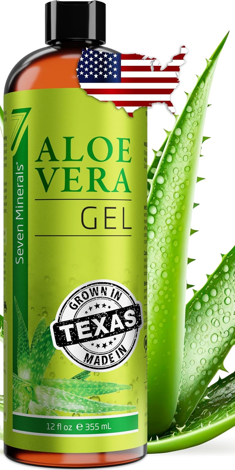 Seven Minerals Organic Aloe Vera Gel 355 ml 12 fl oz Pure Aloe Freshly Cut