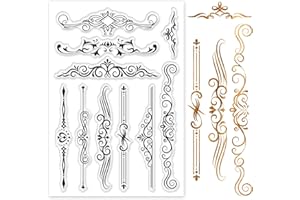 GLOBLELAND Dividing Line Clear Stamps European Style Lace Silicone Stamp Bouquet Border Edge Transparent Stamp for Scrapbook Journal Card Making