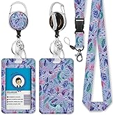 Immaturus Axolotls Lanyards for ID Badges, Cute Badge Holder with Retractable Badge Reel, Animal Lanyard with Id Holder Clip, Keychain Name Tag ID Card Protector Teacher Women Doctor Office Gift