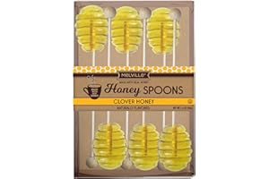 Melville Candy Honey Spoon Gift Set – Spoons & Lollipops on Wooden Ball Sticks – Gluten-Free, Made in USA Stirrers for Tea, Coffee, & Hot Beverages - Individually Wrapped (6-count, Honey Dipper)
