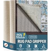 Veken Non Slip Rug Pad Gripper 8 x 10 Feet Extra Thick Pads for Any Hard Surface Floors, Keep Your Rugs Safe and in Place, Under Carpet Mat, with More Than 99 Pieces Anti-Slip Solid Square Pattern