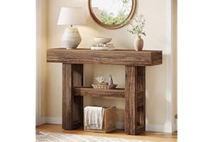 Tribesigns 41.34-Inch Farmhouse Console Table, 2-Tier Narrow Sofa Table Behind The Couch, Entryway Furniture with Storage Shelves for Hallway Foyer Living Room, Rustic Brown