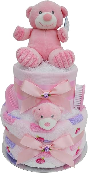 Belle Rose Et Lilas 2 Niveaux Gateau De Couches Bebe Fille Bebe Douche Panier Cadeau Livraison Rapide Et Gratuite Au Royaume Uni Amazon Fr Bebes Puericulture
