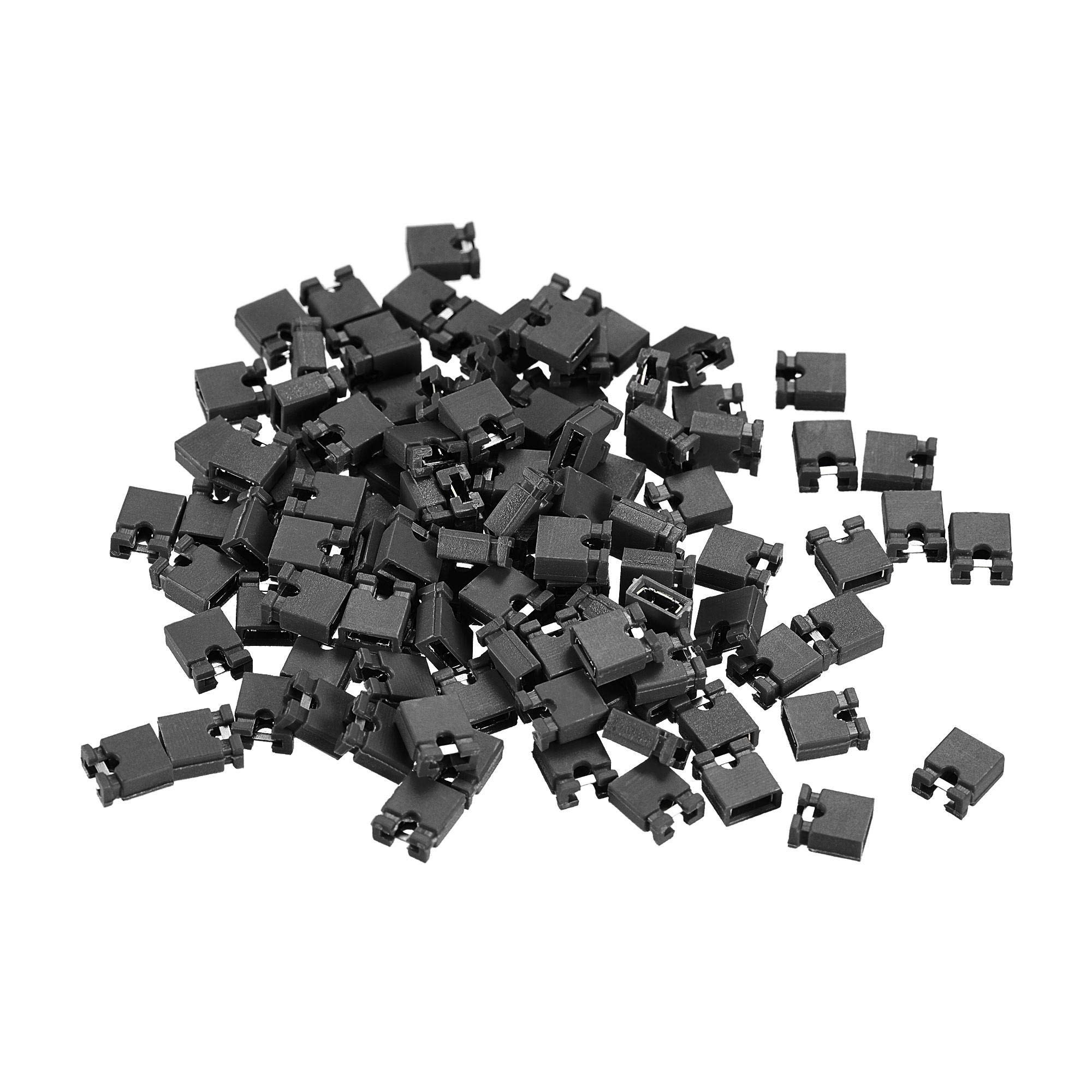 sourcing map 100pcs 2mm Standard Pin Header Jumper Cap Short Circuit Connection Cap Mini Micro Jumper Bridge Plug Black
