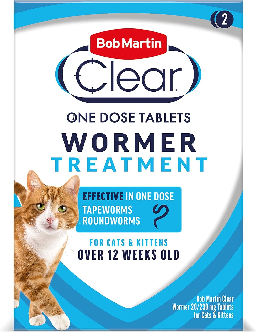 Bob Martin Clear Wormer Treatment for Cats (2 Tablets) - Kittens Safe