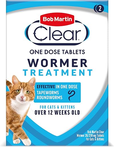Bob Martin Clear Wormer Treatment for Cats (2 Tablets) - Kittens Safe