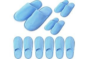 Twistover 6 Pairs Kids Disposable Slippers Non Slip Closed Toe Spa Slippers Comfortable House Spa Indoor Outdoor for 4-12 Years Old Boys Girls Party Hotel Travel(Blue,S)