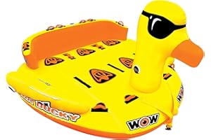 WOW Sports – Mega Ducky Towable Deck Tube for Boating – 1-5 Person 850 lbs Capacity – Inflatable Boat Tube for Water Sports – Youth & Adults