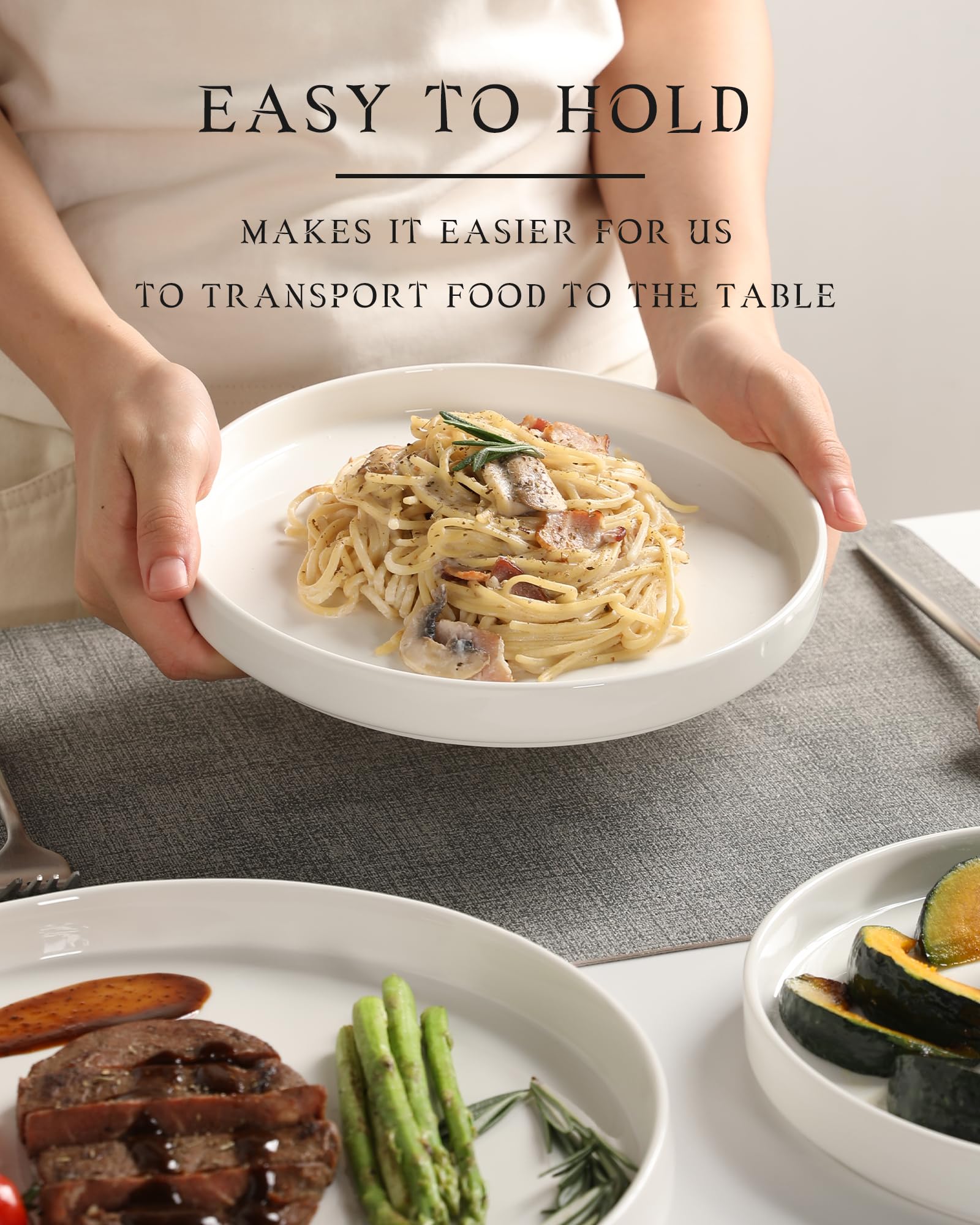 Sweejar Porcelain Dinnerware Sets for 4, 12 Pieces Ceramic Plates and Bowls Set, Classic Modern Simple Kitchen Dinner Dining Ware Set, Dishwasher and Microwave Safe Dishes Sets(Pure White)