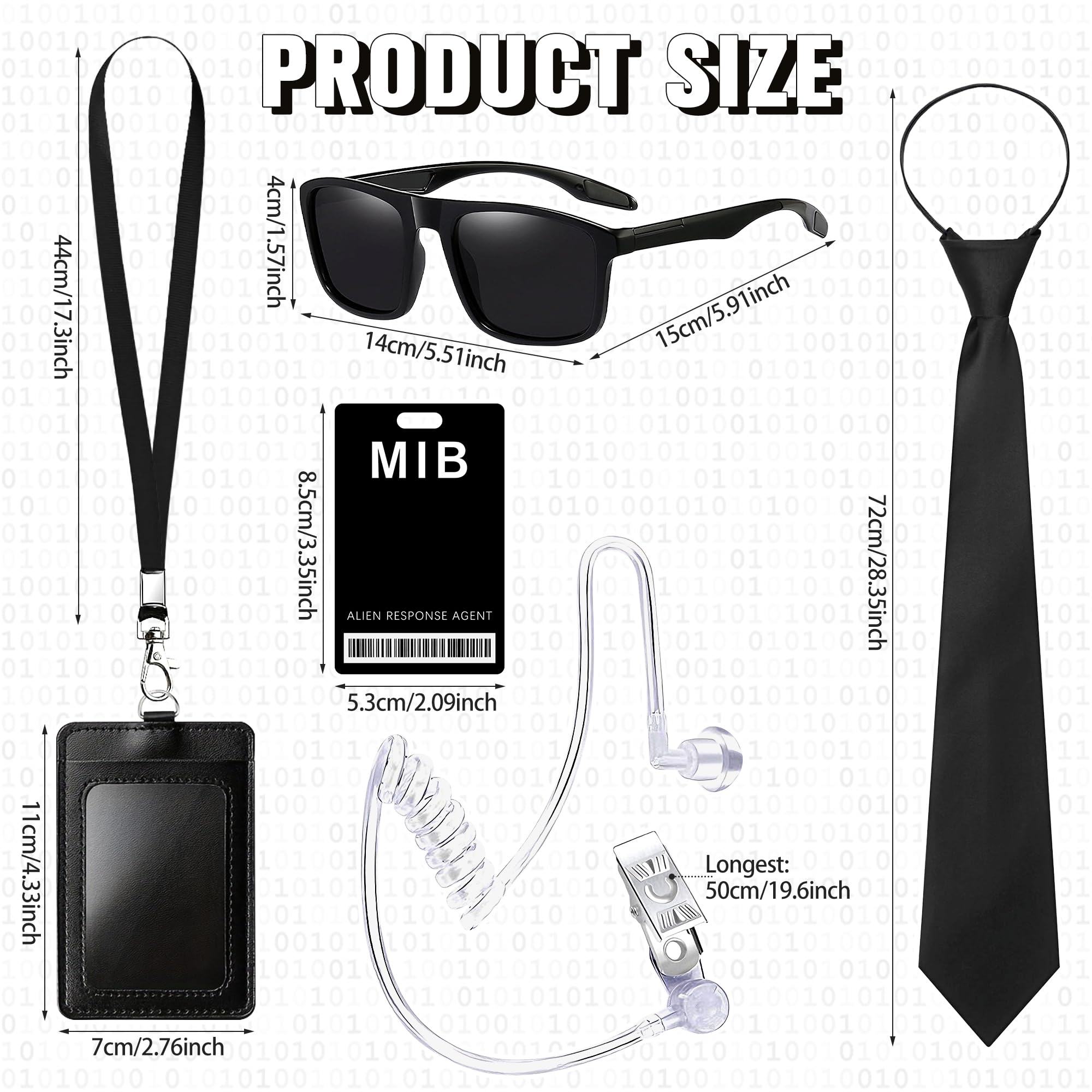 6PCS MIB Agent Costume Accessories, Secret Service Costume Set Spy Costume Accessories for Men Women Kids for Cosplay
