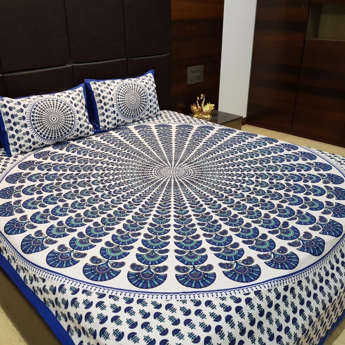 Suraaj FashionSuraaj Fashion Jaipuri and Rajasthani Tradition 144 TC Cotton Double Bedsheet with 2 Pillow Covers