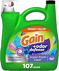 Gain + Odor Defense Liquid Laundry Detergent Super Fresh Blast Scent, HE Compatible, 107 Loads 154 fl oz, Gain Laundry Deterg