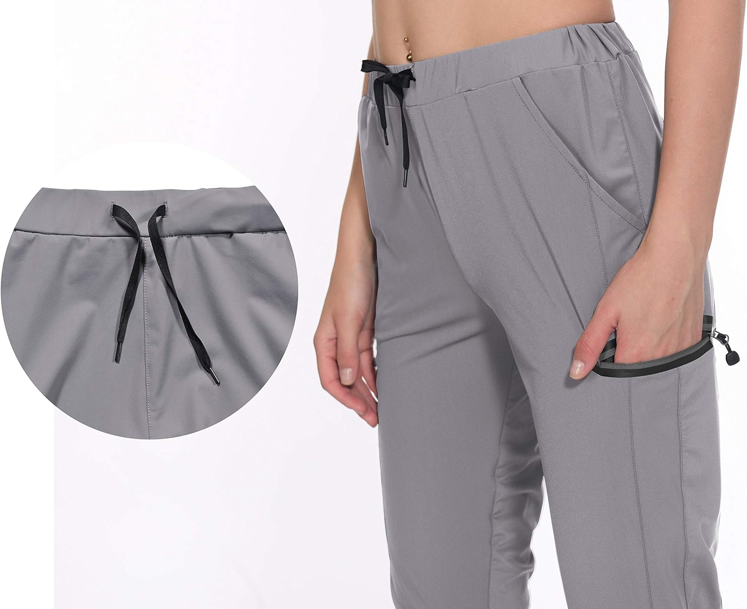 Little Donkey Andy Women's Ultra-Stretch Quick Dry Lightweight Ankle Pants Drawstring Active Travel Hiking : Clothing