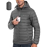 Pioneer Camp Men's Lightweight Packable Puffer Jacket with Hood Warm Puffy Winter Jacket Coat Insulated for Ski Hiking Travel