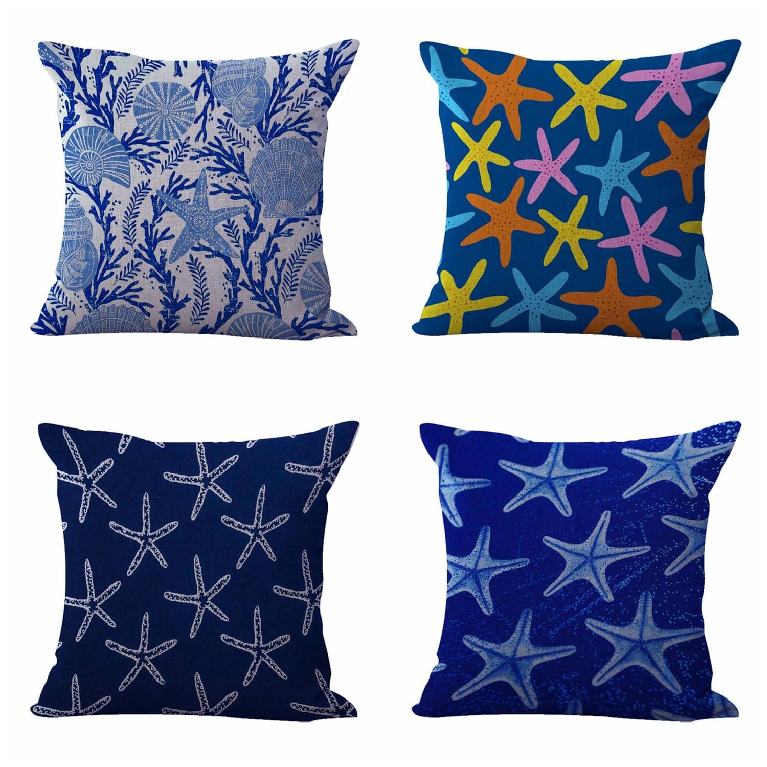 Amazon Com Set Of 4 Cushion Covers Sea Star Beach Nautical Cheap