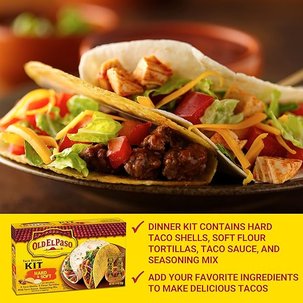 OLD EL PASO HARD AND SOFT TACO DINNER KIT, MEAL PREP, 12 CT, 11.4 OZ
