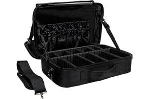 CARRYWELL |Not Made In China| Makeup Bag Travel Case, Train Case for Cosmetics, Portable Beauty Organizer, Cosmetic Storage Bag With Adjustable Dividers For Make Up and Brushes