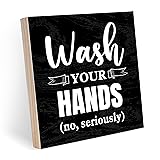 Funny Bathroom Signs, Wash Your Hands Wood Box Sign