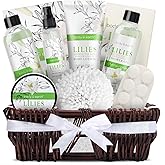Spa Gift Baskets For Women Body & Earth 10pcs Spa Gifts For Women, Lily Gift Baskets Bath and Body Works Gift Set For Women with Bubble Bath, Body Lotion, Christmas Gift Baskets for Women Bath Set