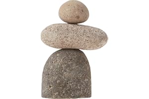 Ancient Graffiti 3-Stone Natural River Stone Cairn, Gray