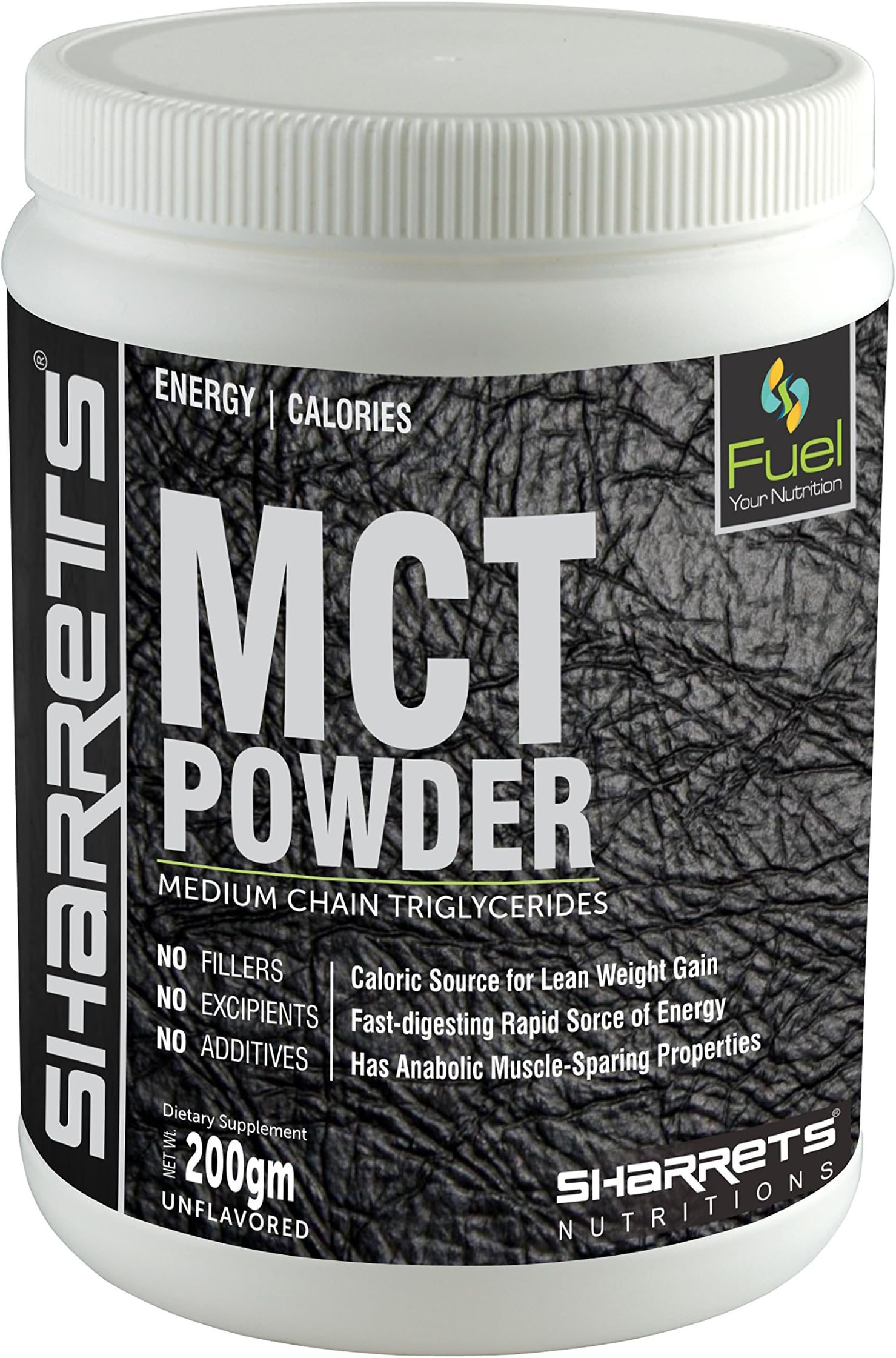 Sharrets MCT Oil Powder 75 with Prebiotic Fibre, 0.44 lbs / 200g Unflavored- MCT Oil Coconut Oil for Weight Loss Keto Bulletproof Coffee, Non GMO Gluten Free, No Maltodextrin