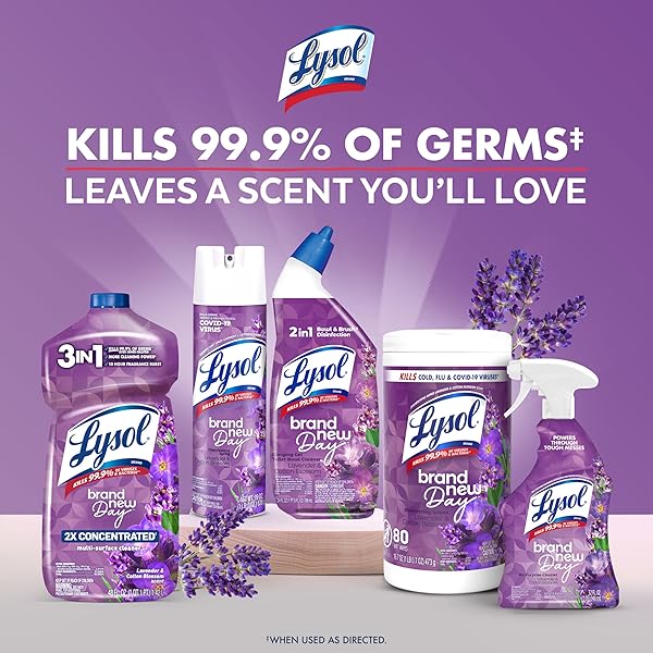 LYSOL TOILET BOWL CLEANER GEL, FOR CLEANING AND DISINFECTING, SEPTIC SAFE TOILET BOWL CLEANER, LAVENDER & COTTON BLOSSOM SCENT, 24 OZ, (PACK OF 2)