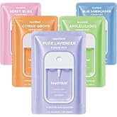 Touchland Top 5 Hydrating Hand Sanitizer Spray Set Travel Size | TSA ready Power Mist with skincare benefits. Applelicious, Berry Bliss, Blue Sandalwood, Citrus Grove and Pure Lavender