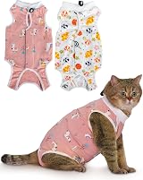 ANWA 2 Pack Cat Recovery Suit Breathable After Surgery Female Kitten