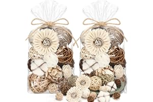Riceshoot 2 Pack Decorative Balls Potpourri Bowl Filler Decor Natural Vase Bowl Filler Assorted Spherical Rattan Twigs Wicker Balls Cotton for Home Decor Filler Centerpiece(Brown)
