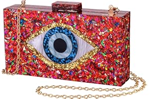 LETODE Clutch Purses for Women-Evil Eye Acrylic Clutch Glitter Purse Evening Bag Chain Shoulder Crossbody Handbags