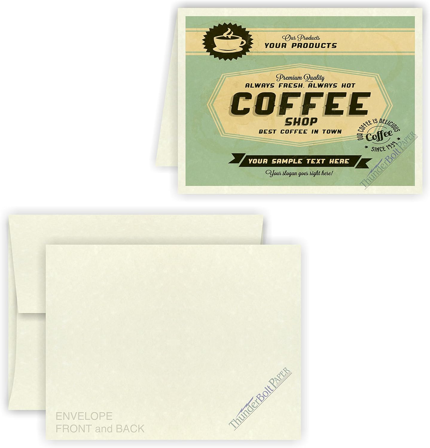 5X7 Folded Size with A-7 Envelopes - Off White Parchment - 50 Sets (10X7 Cards Scored to Fold in Half) Matching Pack - Invitations, Greeting, Thank You, Notes, Holidays, Weddings, Birthdays : Office Products