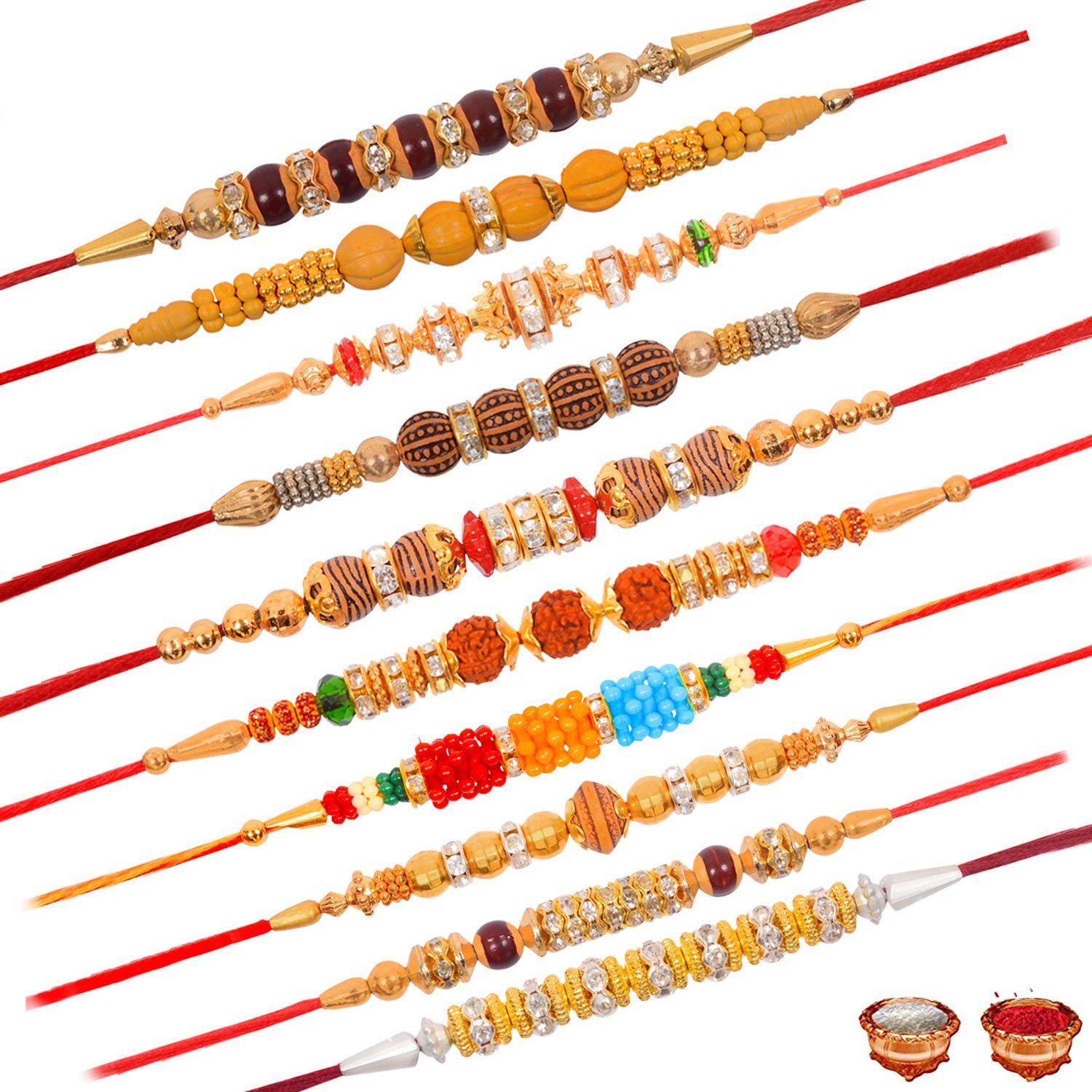 any 10 random designer rakhi combo with roli chawal