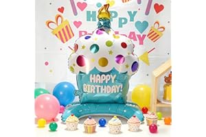 Standing Birthday Cake Foil Balloon, Birthday Party Decoration for Girls Boys Kids & Baby Shower, Home Room Atmosphere Arrang