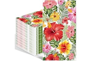 IANFEPH 100PCS Hawaiian Paper Napkins 3 Ply Tropical Decorative Hand Towels for Bathroom,Luau Party Disposable Guest Napkins Summer Hibiscus Dinner Paper Napkin for Table Decor Summer Party Weddings Birthdays