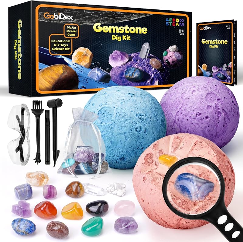 GobiDex Mega Gemstones Dig Kit 15 Real Gems Educational Excavation Set