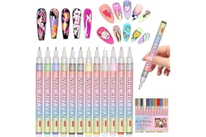 Gorvalin 3D Nail Art Pens for Nail Art, 12 Colors Quick Dry Nail Polish Pens Nail Point Graffiti Dotting Pen Drawing Painting Liner Brush for Home Salon Nail Art