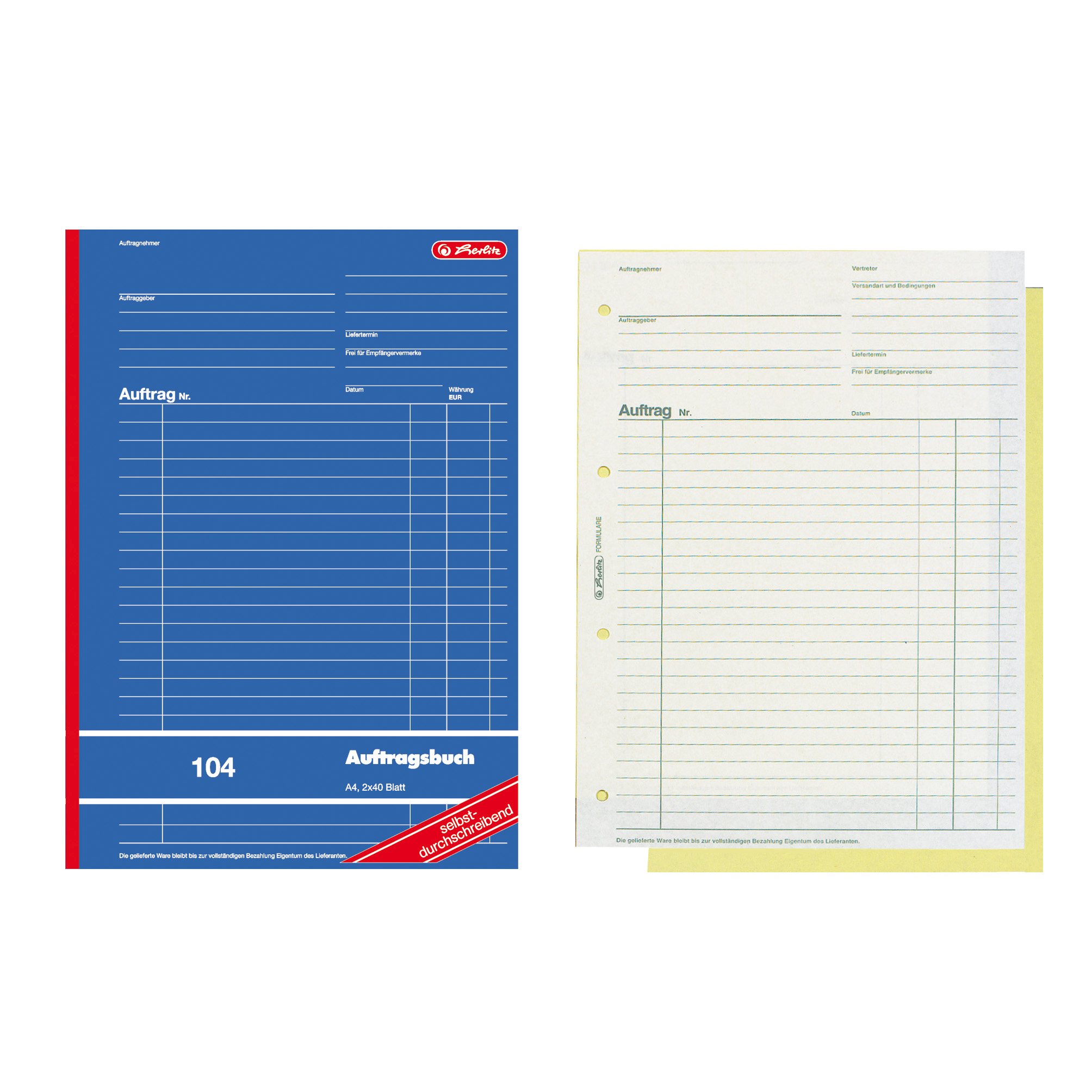 Herlitz 880427 Order Book A4 104 2 x 40 Sheets Self-Copying Wood-Free