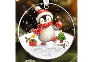 KATLADIZ Penguin Ornament - Penguins Christmas Ornaments, Penguins Ornaments for Christmas Tree - Cute Penguin Gifts for Women, Men, Kids, Boys, Girls, Lovers - Acrylic Hanging Ornament 2025