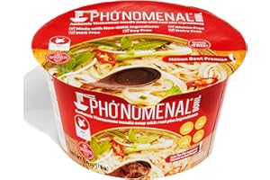 Pho'nomenal Bowl Instant Pho Noodles Gluten Free Low Sodium Vietnamese Beef Soup, No MSG, Authentic Family Recipe, Non GMO, No Soy 2.1 oz. (6 Bowl Pack)